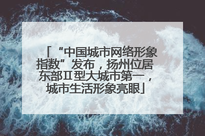 “中国城市网络形象指数”发布，扬州位居东部Ⅱ型大城市第一，城市生活形象亮眼
