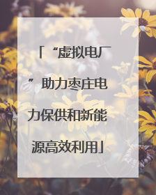 “虚拟电厂”助力枣庄电力保供和新能源高效利用
