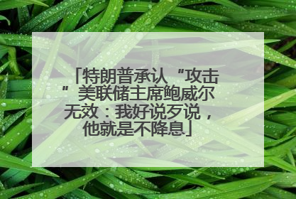 特朗普承认“攻击”美联储主席鲍威尔无效：我好说歹说，他就是不降息