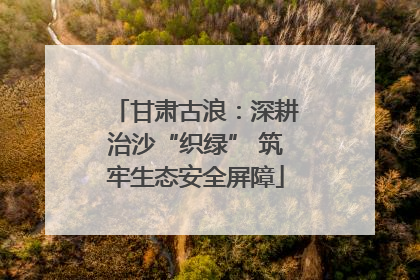 甘肃古浪：深耕治沙“织绿” 筑牢生态安全屏障