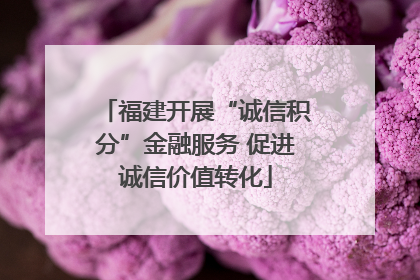 福建开展“诚信积分”金融服务 促进诚信价值转化