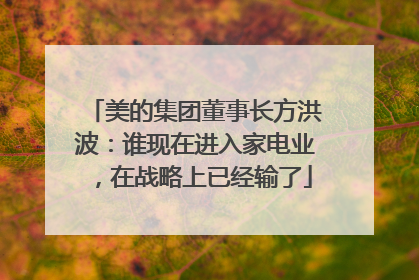 美的集团董事长方洪波：谁现在进入家电业，在战略上已经输了