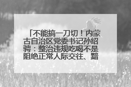 不能搞一刀切！内蒙古自治区党委书记孙绍骋：整治违规吃喝不是阻绝正常人际交往、黯淡人间烟火