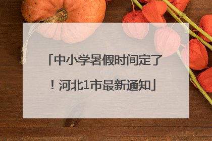 中小学暑假时间定了！河北1市最新通知