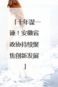 十年谋一谏！安徽省政协持续聚焦创新发展