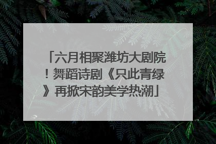 六月相聚潍坊大剧院！舞蹈诗剧《只此青绿》再掀宋韵美学热潮