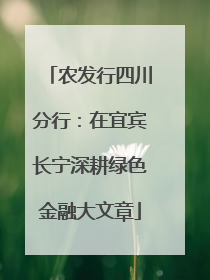 农发行四川分行：在宜宾长宁深耕绿色金融大文章
