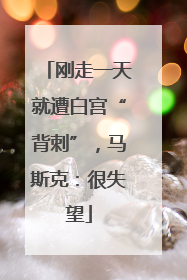 刚走一天就遭白宫“背刺”，马斯克：很失望