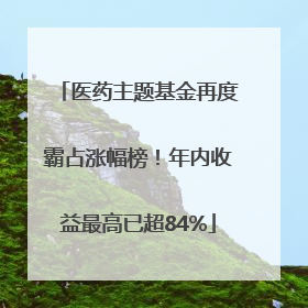 医药主题基金再度霸占涨幅榜！年内收益最高已超84%