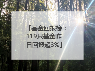 基金回报榜：119只基金昨日回报超3%