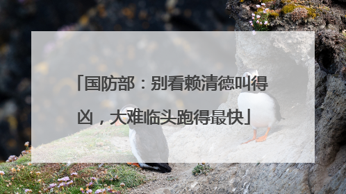 国防部：别看赖清德叫得凶，大难临头跑得最快