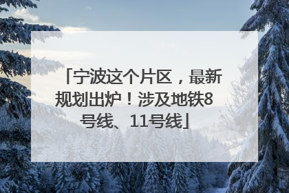 宁波这个片区，最新规划出炉！涉及地铁8号线、11号线