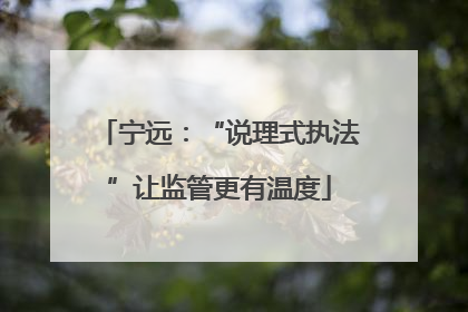 宁远：“说理式执法”让监管更有温度