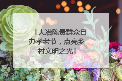 大冶陈贵群众自办孝老节，点亮乡村文明之光