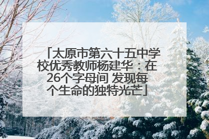 太原市第六十五中学校优秀教师杨建华：在26个字母间 发现每个生命的独特光芒