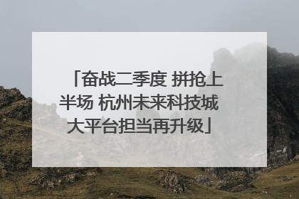 奋战二季度 拼抢上半场 杭州未来科技城大平台担当再升级