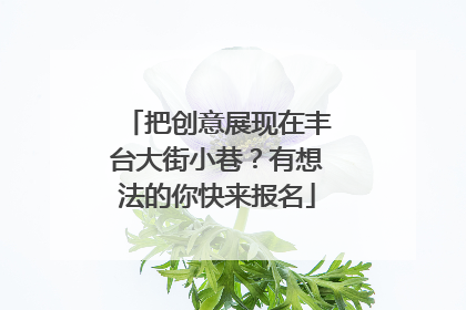 把创意展现在丰台大街小巷？有想法的你快来报名
