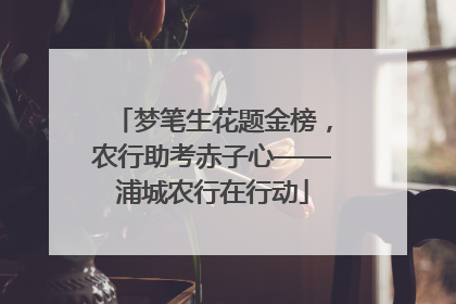 梦笔生花题金榜，农行助考赤子心——浦城农行在行动