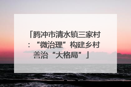 腾冲市清水镇三家村：“微治理”构建乡村善治“大格局”