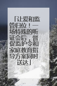 让爱和监管归位！一场特殊的听证会后，督促监护令和家庭教育指导方案同时送达