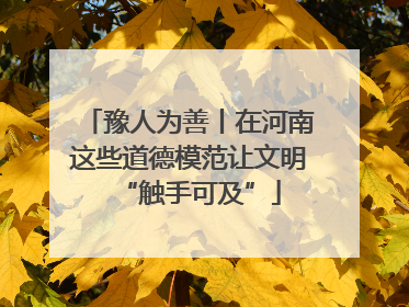 豫人为善丨在河南这些道德模范让文明“触手可及”