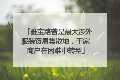 雅宝路曾是最大涉外服装贸易集散地，千家商户在困难中转型