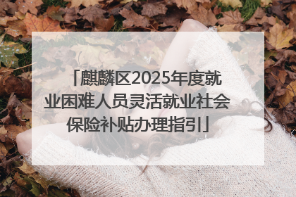麒麟区2025年度就业困难人员灵活就业社会保险补贴办理指引