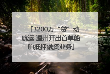 3200万“贷”动航运 温州开出首单船舶抵押融资业务