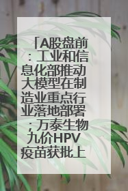 A股盘前：工业和信息化部推动大模型在制造业重点行业落地部署；万泰生物九价HPV疫苗获批上市；特朗普催促鲍威尔降息